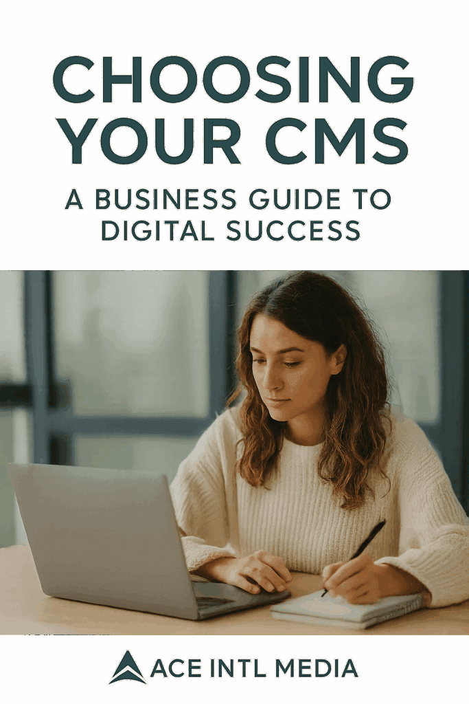 Cover image for the Ace Intl Media eBook “Choosing Your CMS: A Business Guide to Digital Success”