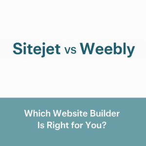 Feature image comparing Sitejet Builder and Weebly Builder with template previews and Ace Intl Media branding.