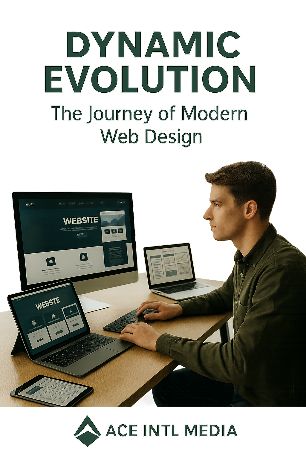 Cover image for the Ace Intl Media eBook “Dynamic Evolution: The Journey of Modern Web Design”