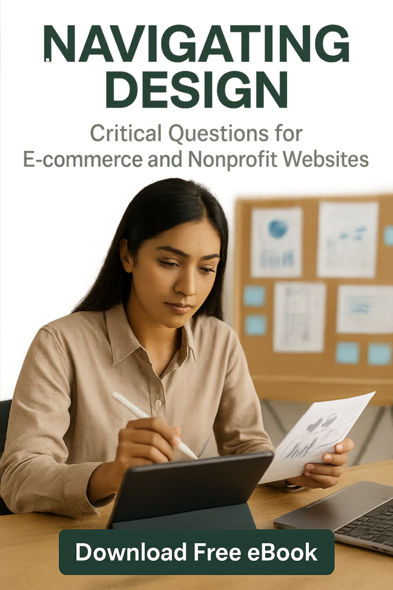Cover image for the Ace Intl Media eBook “Navigating Design: Critical Questions for E-commerce and Nonprofit Websites”