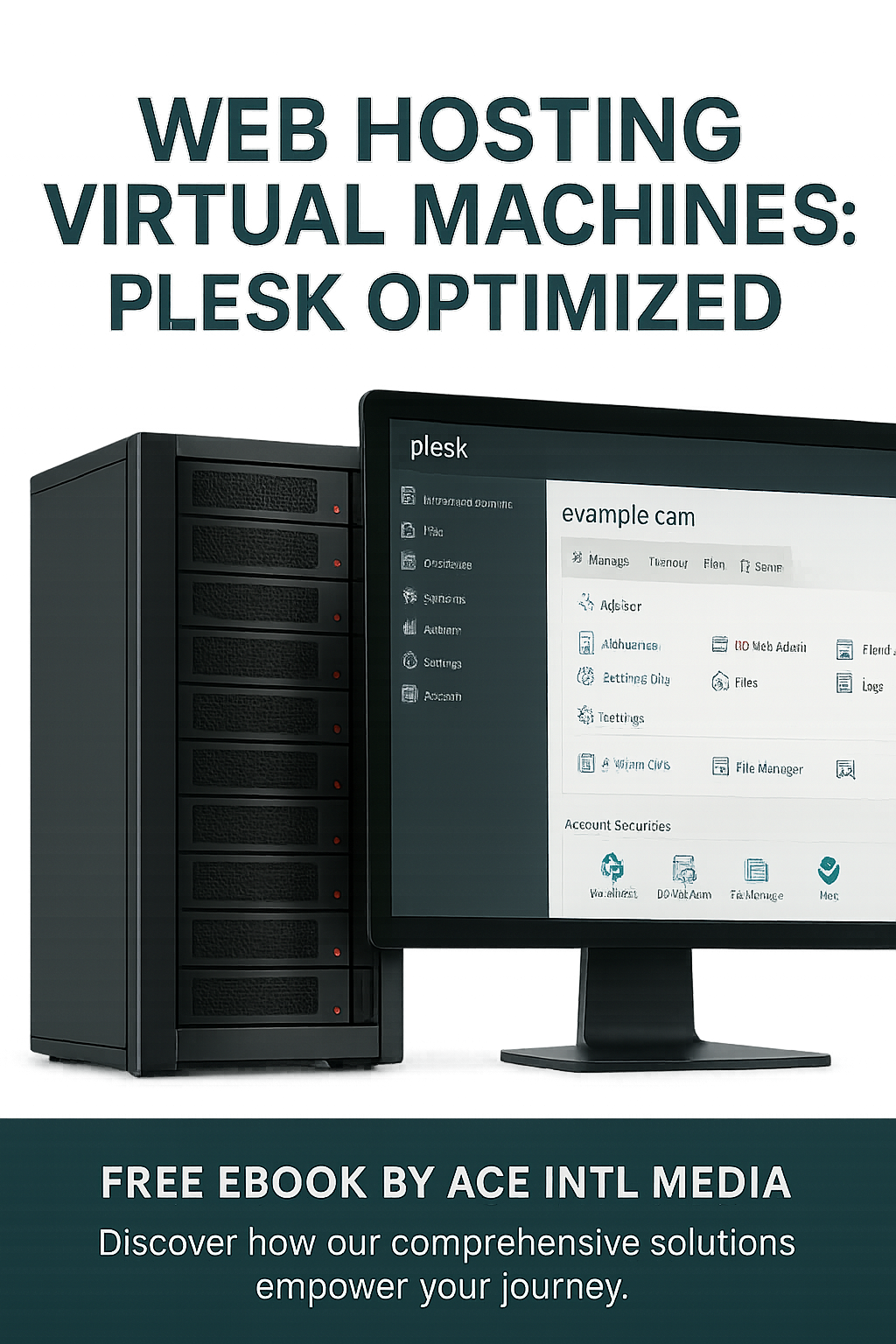 Cover image for the Ace Intl Media eBook “Web Hosting Virtual Machines: Plesk Optimized”