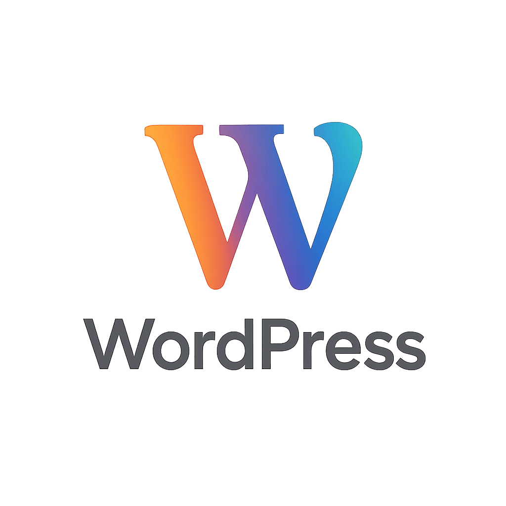 WordPress-inspired logo with accompanying text in a clean, professional design.