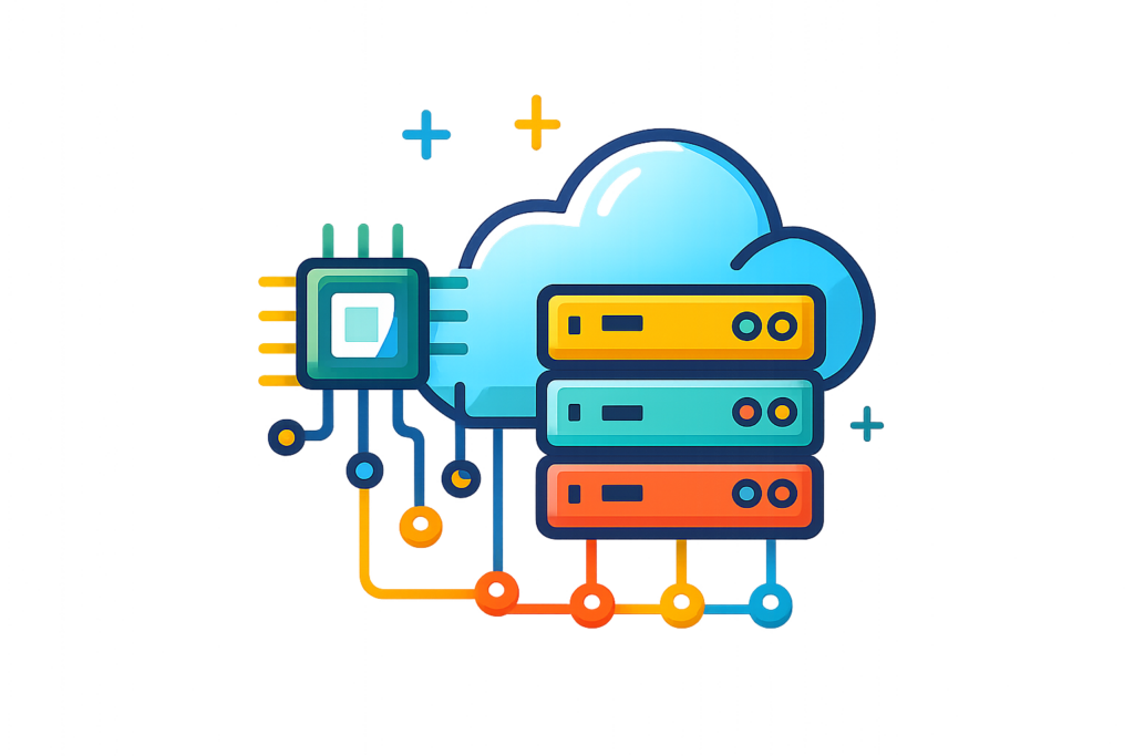 Cloud computing and server connectivity icon representing modern technology infrastructure
